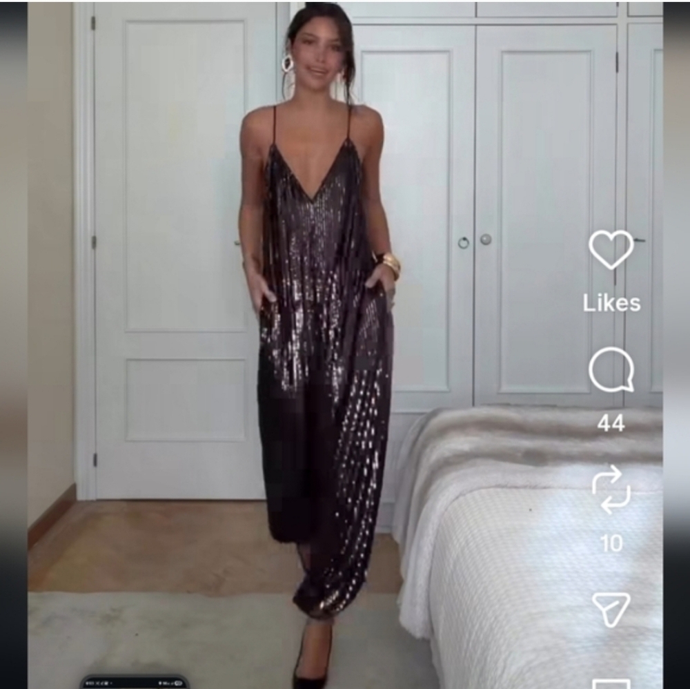 Zara LIMITED EDITION SEQUIN BALLOON JUMPSUIT Size S and L - Picture 5 of 13